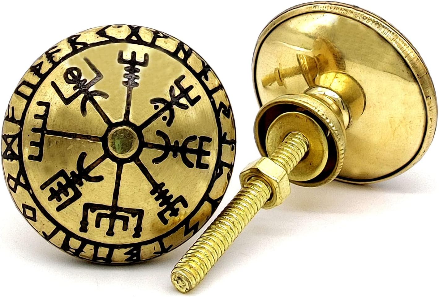 4 Handmade Viking Compass Brass Knobs Viking Decor Brass Cabinet Knobs Bedroom Cupboard Door, Weathered Drawer Knobs Ideal for Any Home, Kitchen or Office | Hardware for Kitchen Cabinet Knobs