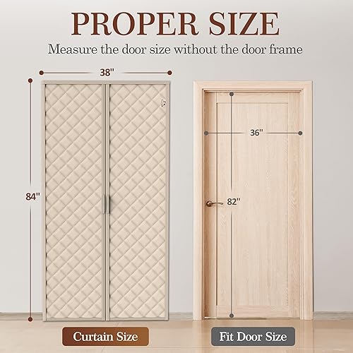 Miniatura 95 de Yotache Cortina magnética para puerta con aislamiento térmico para puertas de 36 x 96 pulgadas, tamaño de la cortina de 38 x 98 pulgadas, resistente