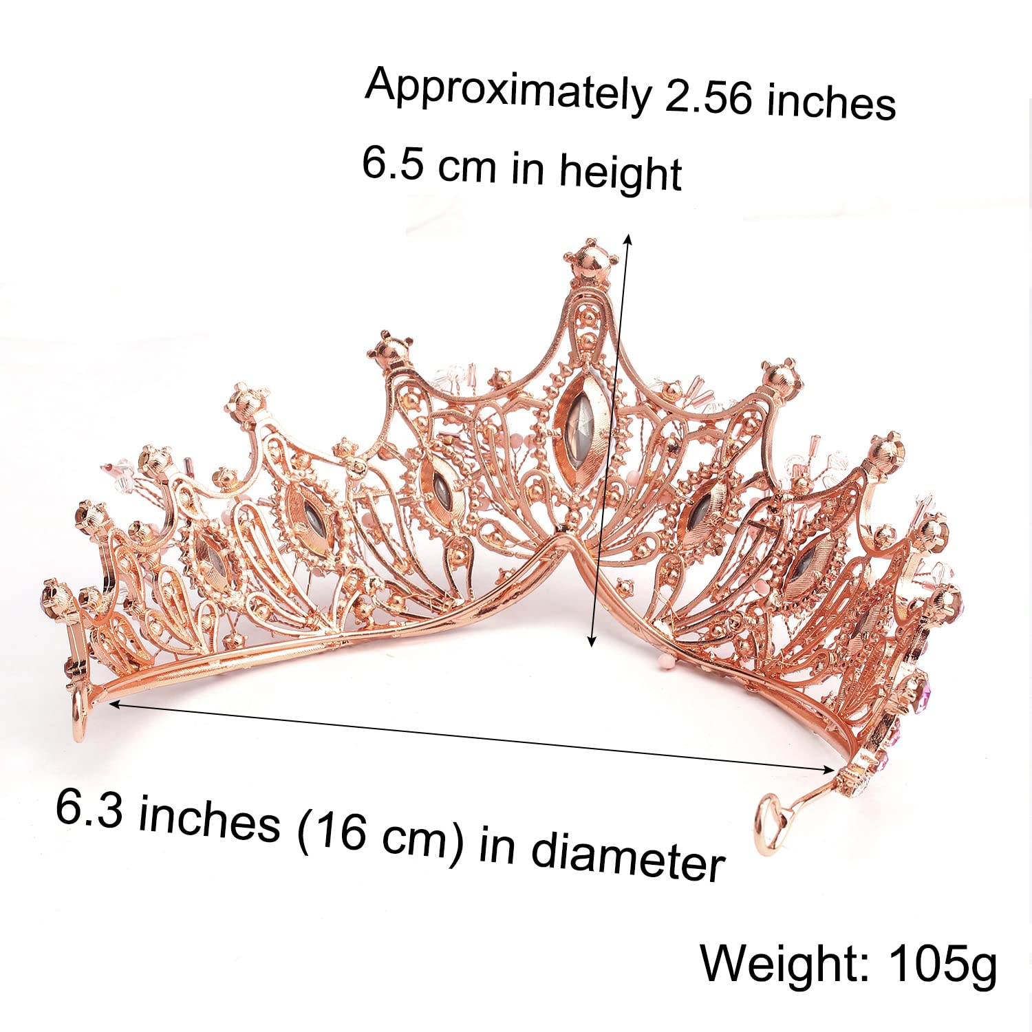Rose Gold and Amber Crystal Tiara Hair Crown - Women\'s Hair Accessory Alibaba.com: Vintage Royal Baroque Crystal Crown Tiara for  main image 2