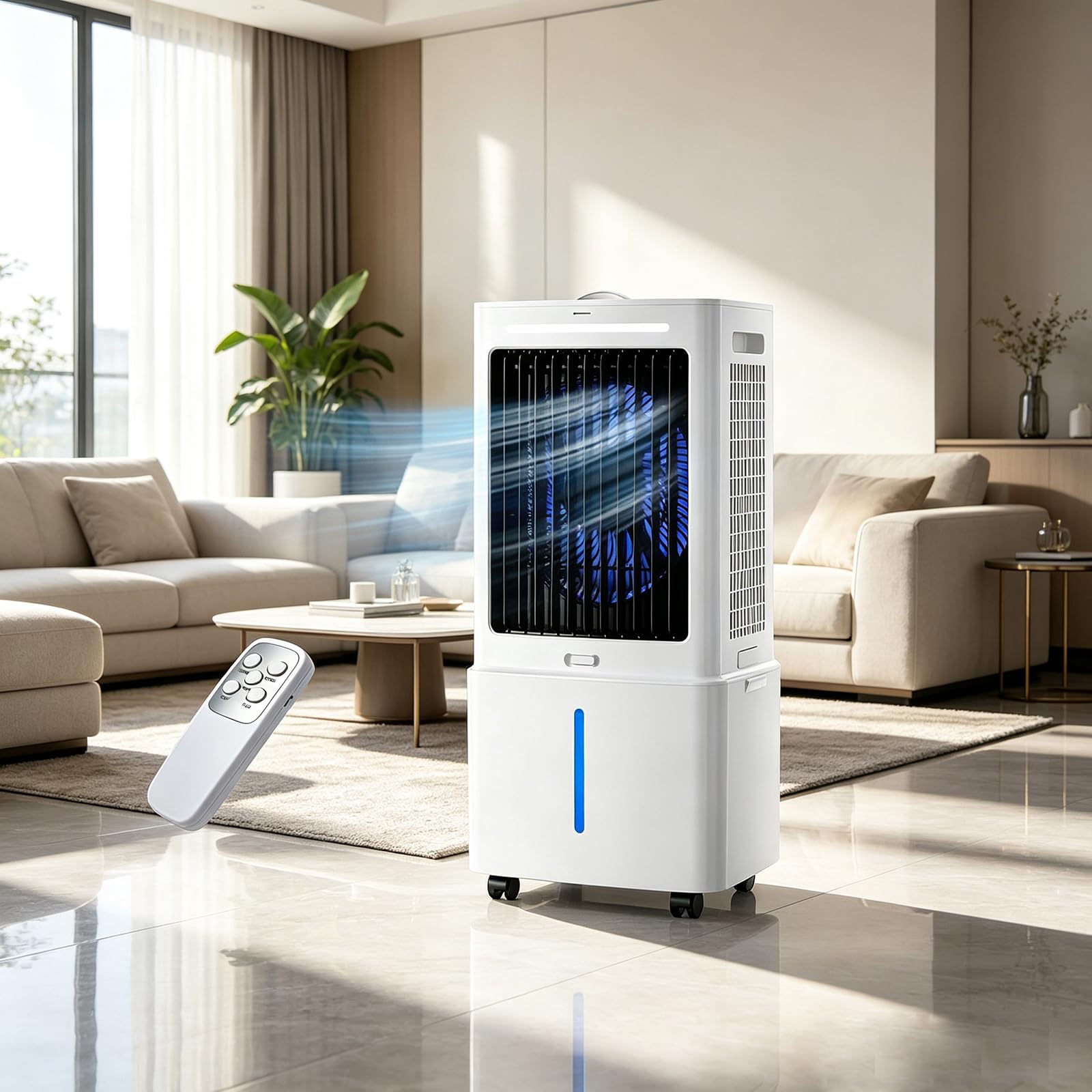 Przenośny klimatyzator 3 w 1 z wyświetlaczem LED, pilot zdalnego sterowania, 24-godzinny timer, 3 prędkości wentylatora, energooszczędny, klasa A, idealny do chłodzenia w domu i biurze