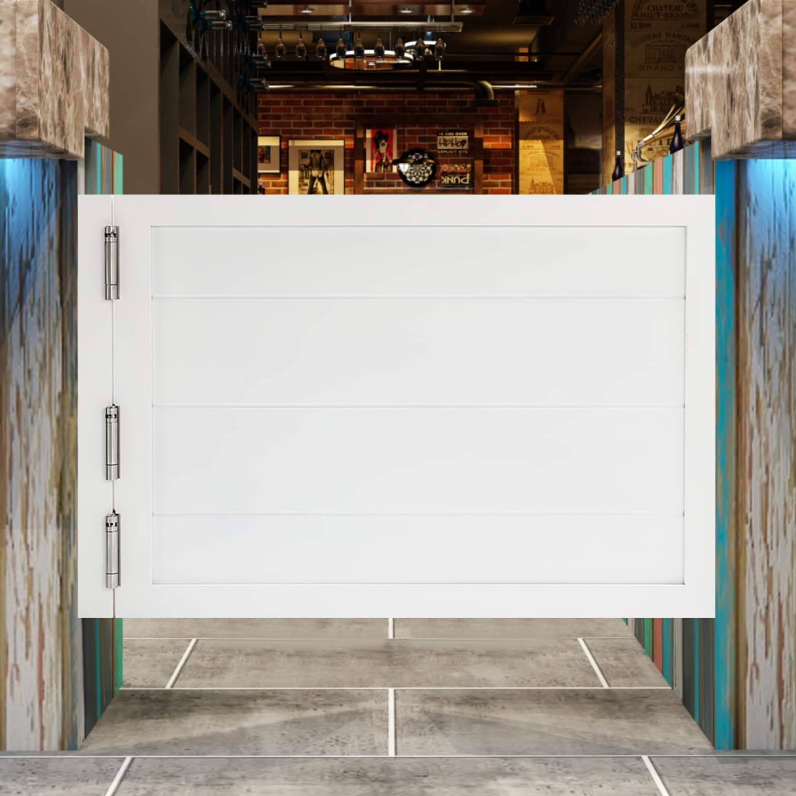 Porta da salone oscillante da caffè, porta basculante, in legno massiccio, porta a battente per interni, 90 x 60 cm, porta a battente singolo, porta decorativa interna per dispensa (bianco)