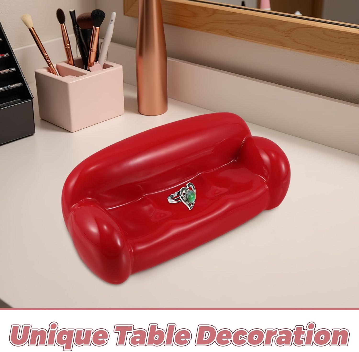 Didiseaon Ring Dish: Sofa Shape Ceramic Jewelry Tray - Jewelry Organizer For Women - Ring Holder For Necklaces Bracelets Earrings And Vanity Decor