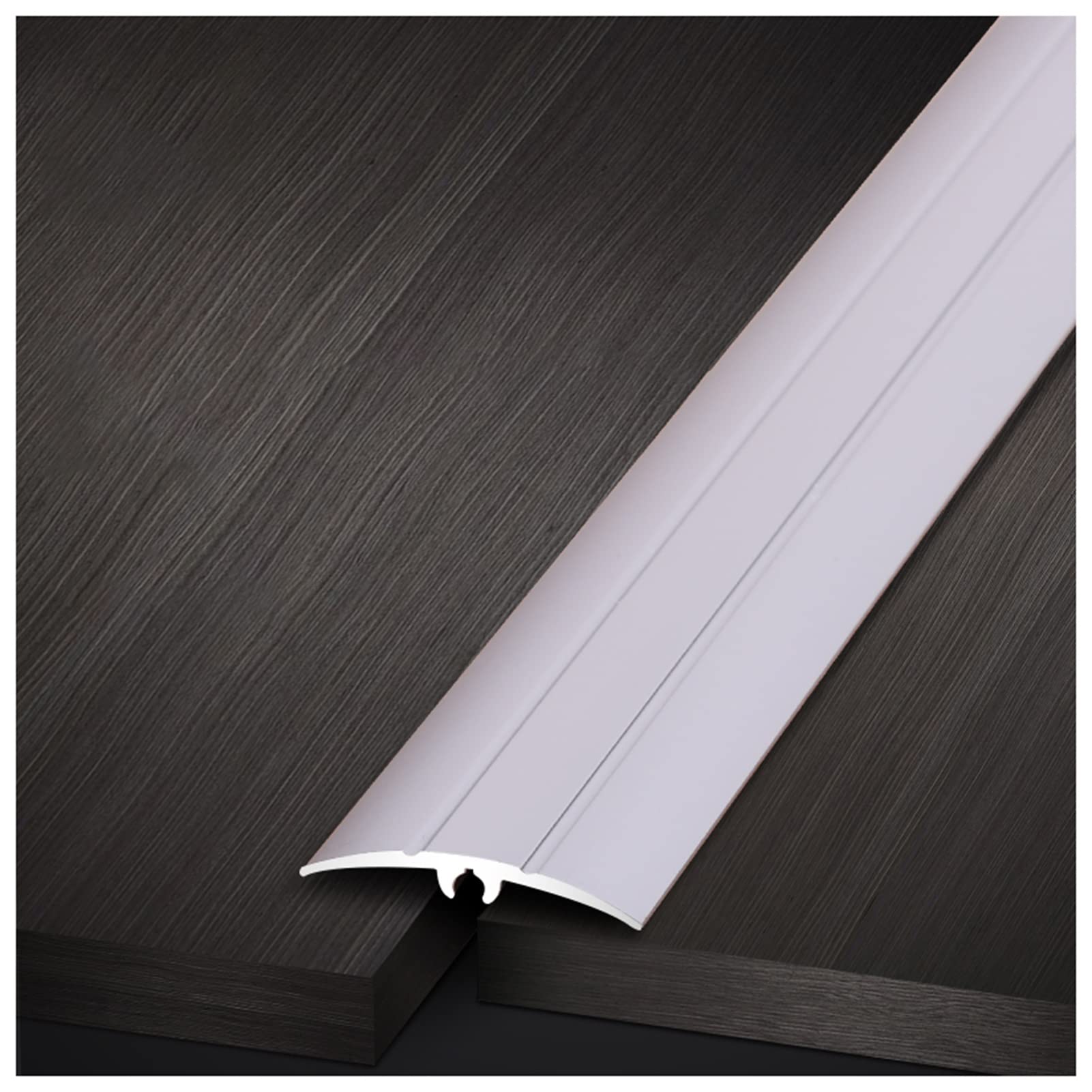 Remys Silver Bedroom Bathroom Reducer Flute,Smooth Floor Transition Strip,4Cm Wide Carpet Edge,Barn Door Sliding Door Threshold Ramp(,140Cm/55.1In)