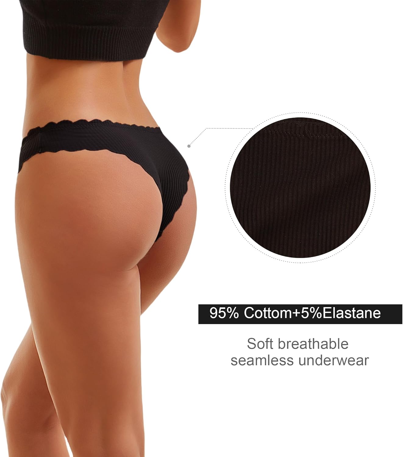 XI LIU Cotton Underwear for Women Seamless Thongs Soft Strench Breathable Women's Low Rise brazilian Panties 6 Pack - Image 5