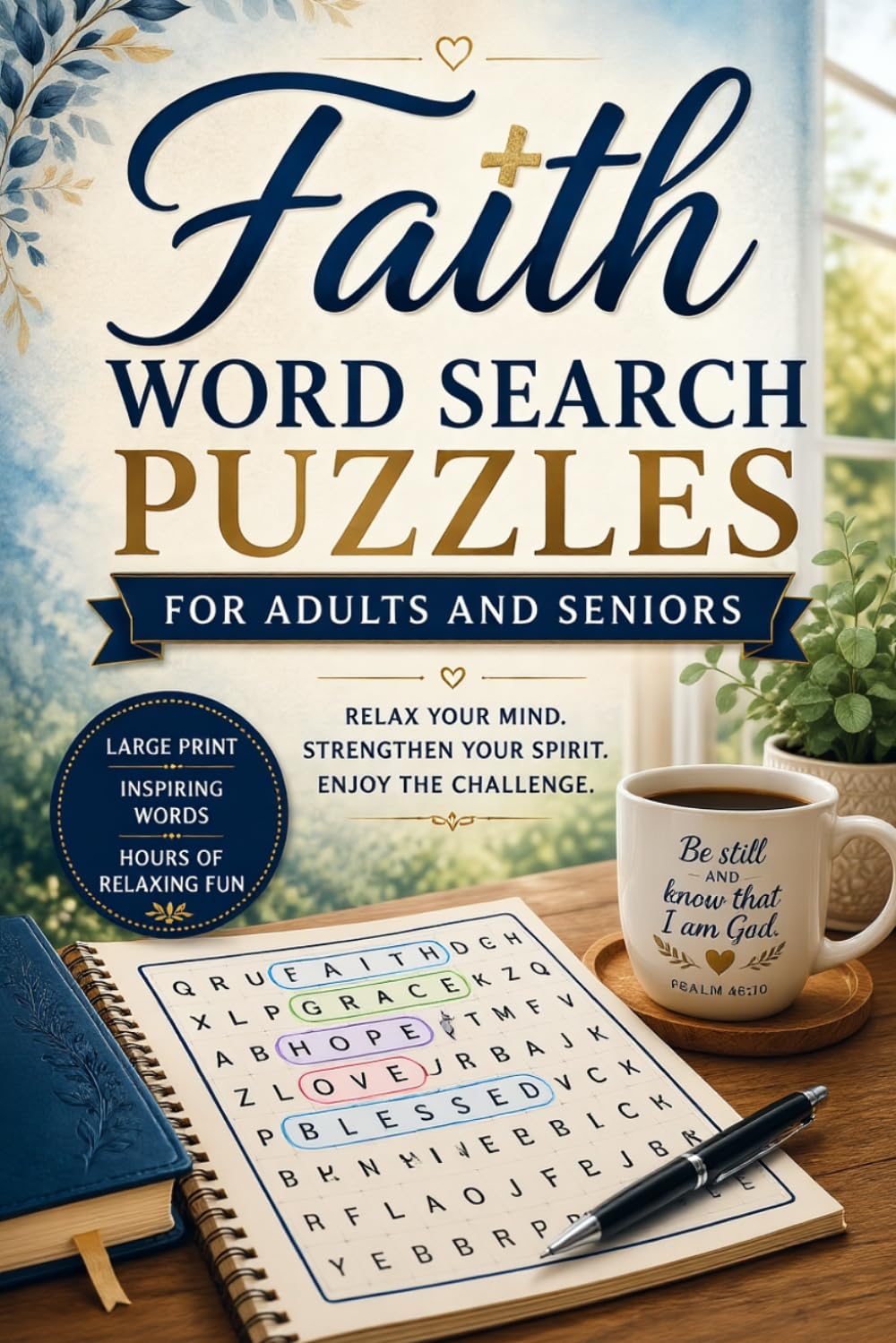 Faith Word Search Puzzles for Adults and Seniors: Christian Word Search Puzzle Book with Inspirational Words for Relaxation, Stress Relief, and Spiritual Encouragement
