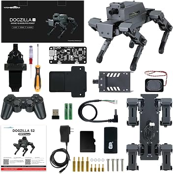 Yahboom Smart AI Robot Dog Raspberry Pi5 Adults AI ROS Python Programmable 12 Joints Bionic Mechanical Dog Face Color Recognition OpenCV S1 Without Pi