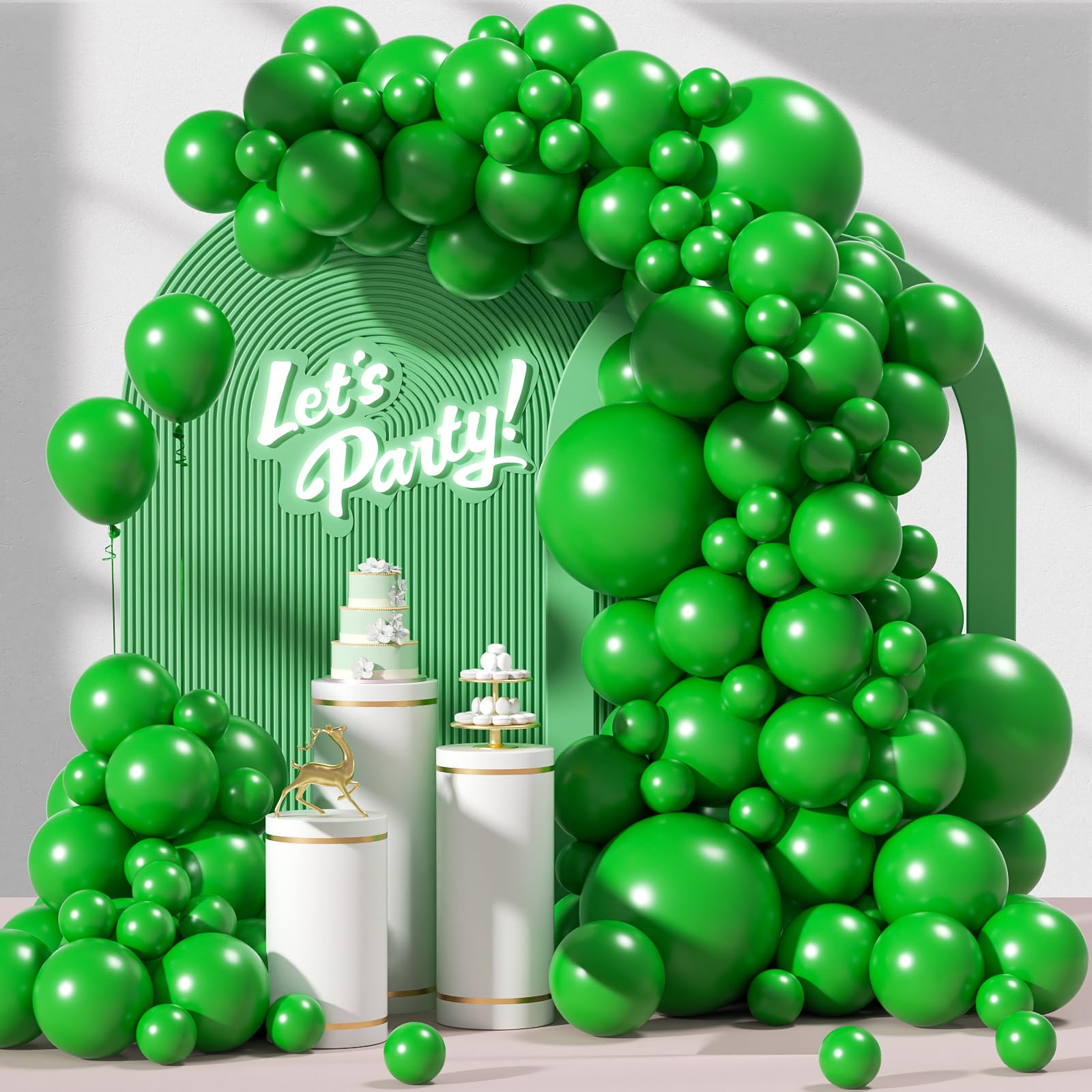 Awenztech 120pcs Green Balloon Arch Kit, 18 12 10 5 inch Green Latex Balloons Different Sizes Balloon Garland for Birthday Baby Shower Tropical Party