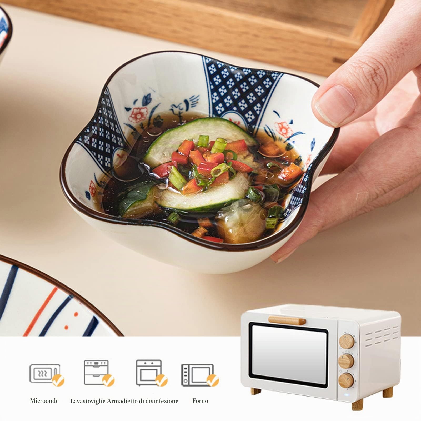 Ciotoline Aperitivo,Ciotoline per Salse,Ciotole Piccole in Ceramica,6 Set Mini Ciotole,Piatto per Salsa Di Soia Da Immersione,per Sushi, Salsa, Snack e Soia