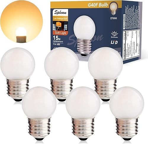 Miniatura 9 de Bombillas LED de bajo vatio, equivalente a 1.5 W, 15 W, blanco suave, 6000 K, esmeriladas, pequeñas bombillas G40 para mesa de cama, espejo de