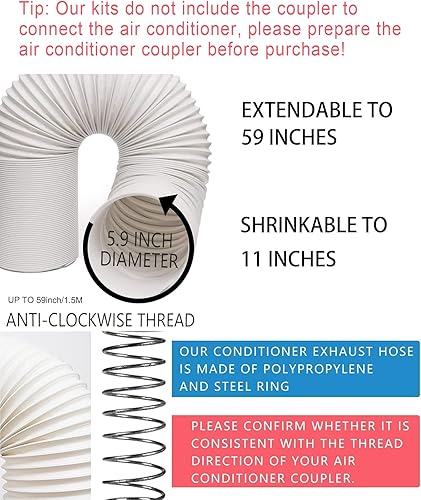 Miniatura 2 de Kit de ventilación portátil de ventana de CA, kit de ventana deslizante verticalhorizontal ajustable para unidad de CA, sello de ventana de CA