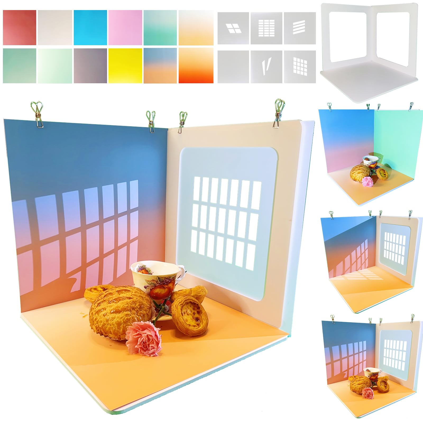 Kit di fondali fotografici portatili dal design originale, 15 pezzi, 28 modelli, kit da tavolo per piccoli prodotti – puntelli piatti per gioielli e cosmetici