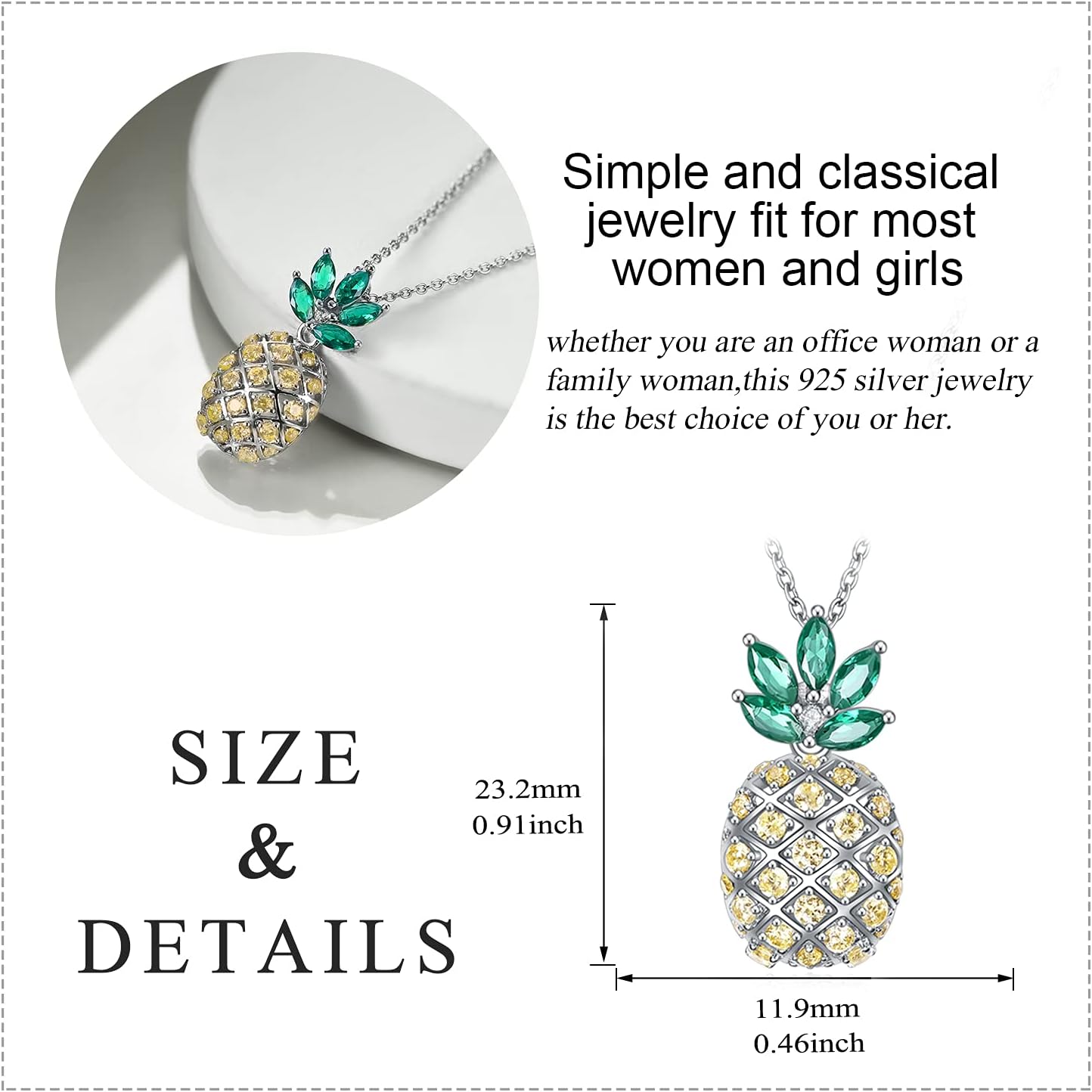 LUHE Pineapple Necklace 925 Sterling Silver Dainty Pineapple Pendant Necklace Jewelry Gift for Women Teens - Image 5
