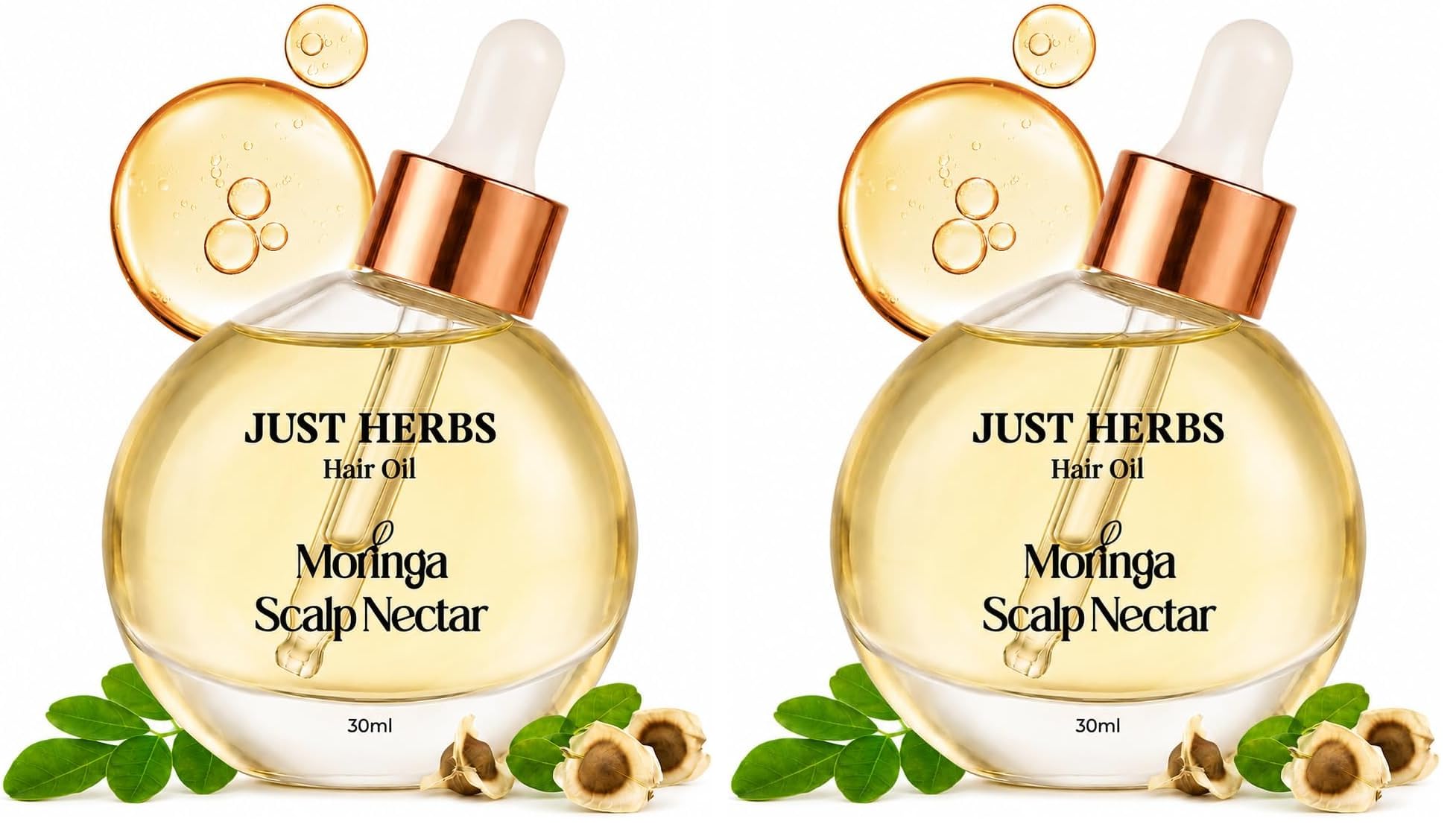 Just Herbs Hair Oil Moringa Scalp Nectar | 99% Active Oil Infused | Silicone Free, Paraben Free, | Damage Repair, Hair Breakage | For hair growth Men & Women - 30ml (Pack of 2)-image-26