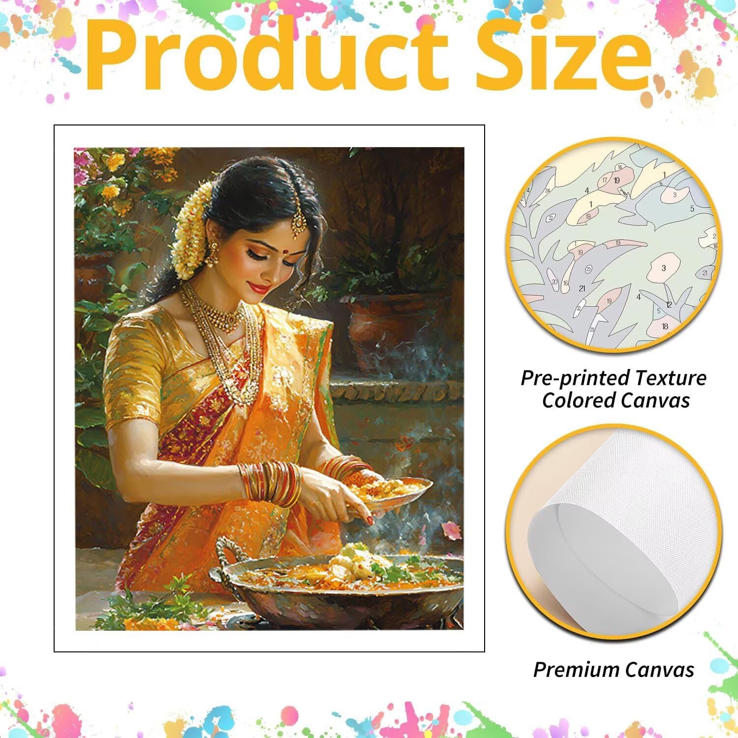 WEISHIWE Femme indienne Peinture Numero Adulte Kits, 80x100cm m-1064