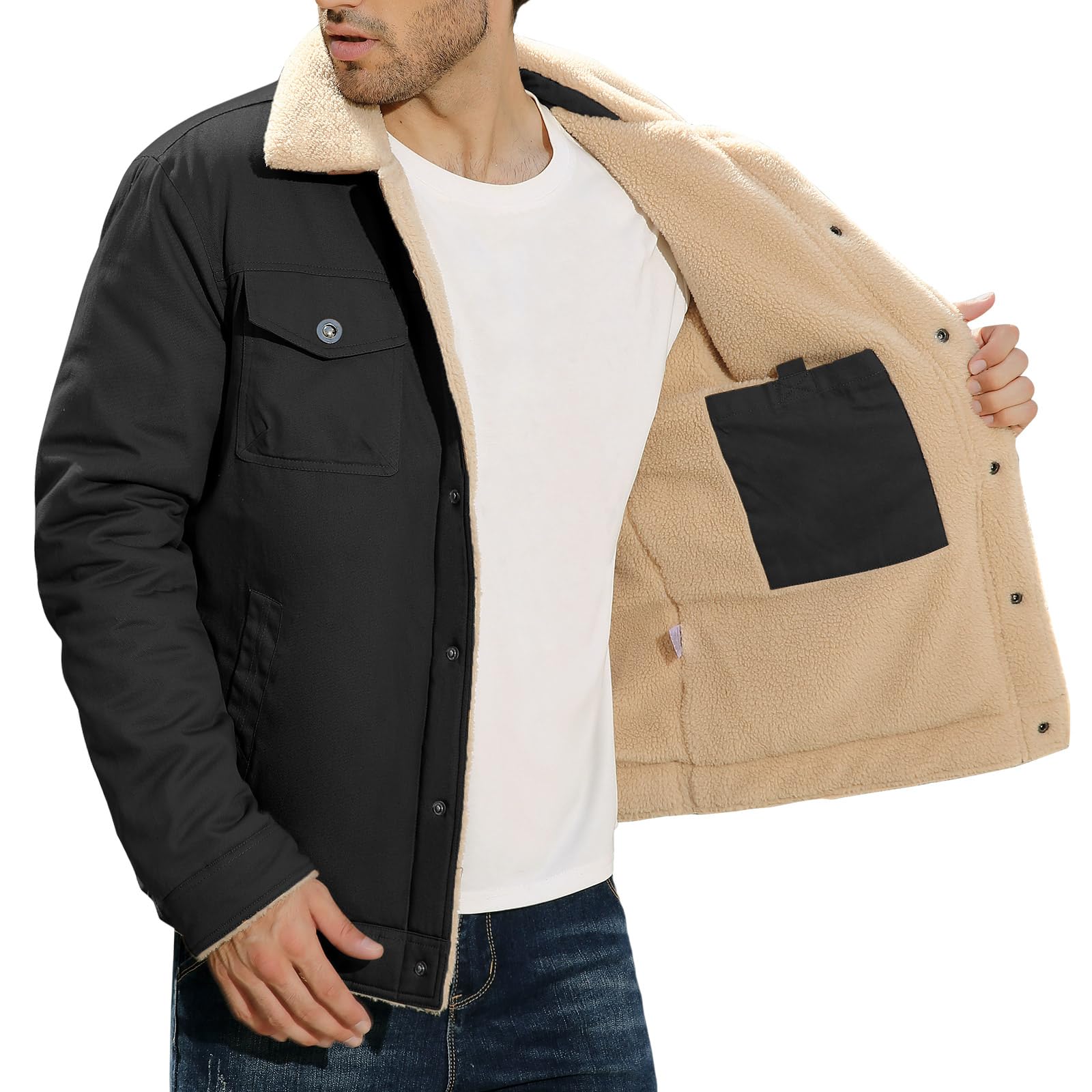 Svanco Chaqueta De Invierno Para Hombre Chaqueta Con Solapa Y Forro Polar Chaqueta Cargo Militar Ajustada Y Cálida Chaqueta De Combate 5 Bolsillos Chaqueta Térmica Cortavientos Gruesa M-XXL