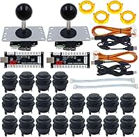 SJ@JX Kit de fliperama de fliperama para 2 jogadores, Arcade, fosco fosco, botões gêmeos, codificador USB, controle de 4 e 8 vias Arcade Fighting Joystick para PC MAME Respberry Pi Retropie