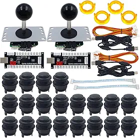 SJ@JX Kit de fliperama de fliperama para 2 jogadores, Arcade, fosco fosco, botões gêmeos, codificador USB, controle de 4 e 8 vias Arcade Fighting Joystick para PC MAME Respberry Pi Retropie