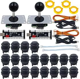 SJ@JX Kit de fliperama de fliperama para 2 jogadores, Arcade, fosco fosco, botões gêmeos, codificador USB, controle de 4 e 8 vias Arcade Fighting Joystick para PC MAME Respberry Pi Retropie