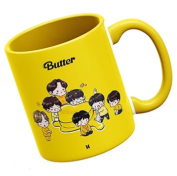THE KAMY Ceramic Coffee Mug for BTS | BT21 | Butter Lovers, Printed on Both The Sides. (350 ML) (Yellow)