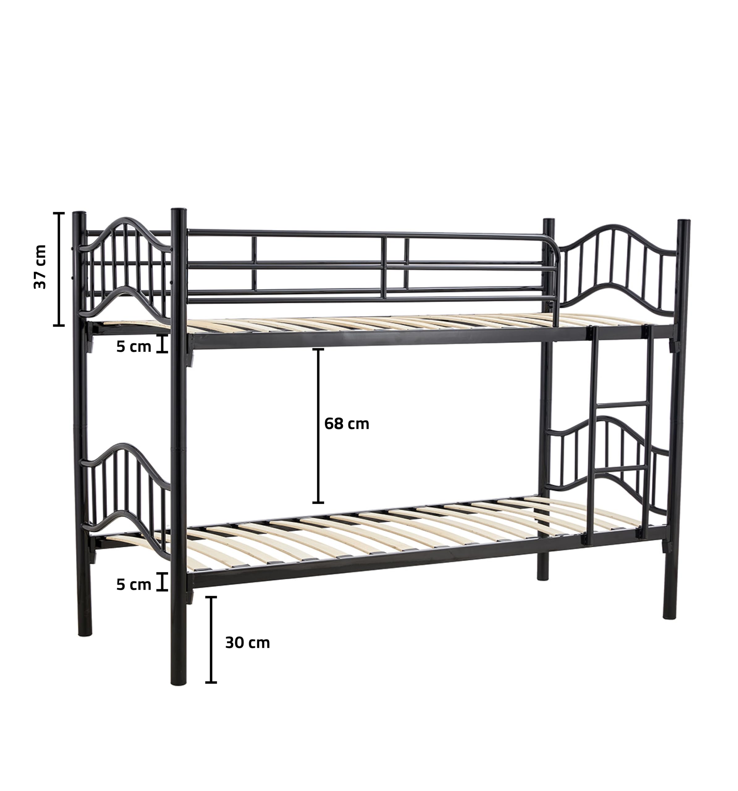 Arredo Stock Letto a castello in metallo con doghe in legno, 203x83x145.5 cm