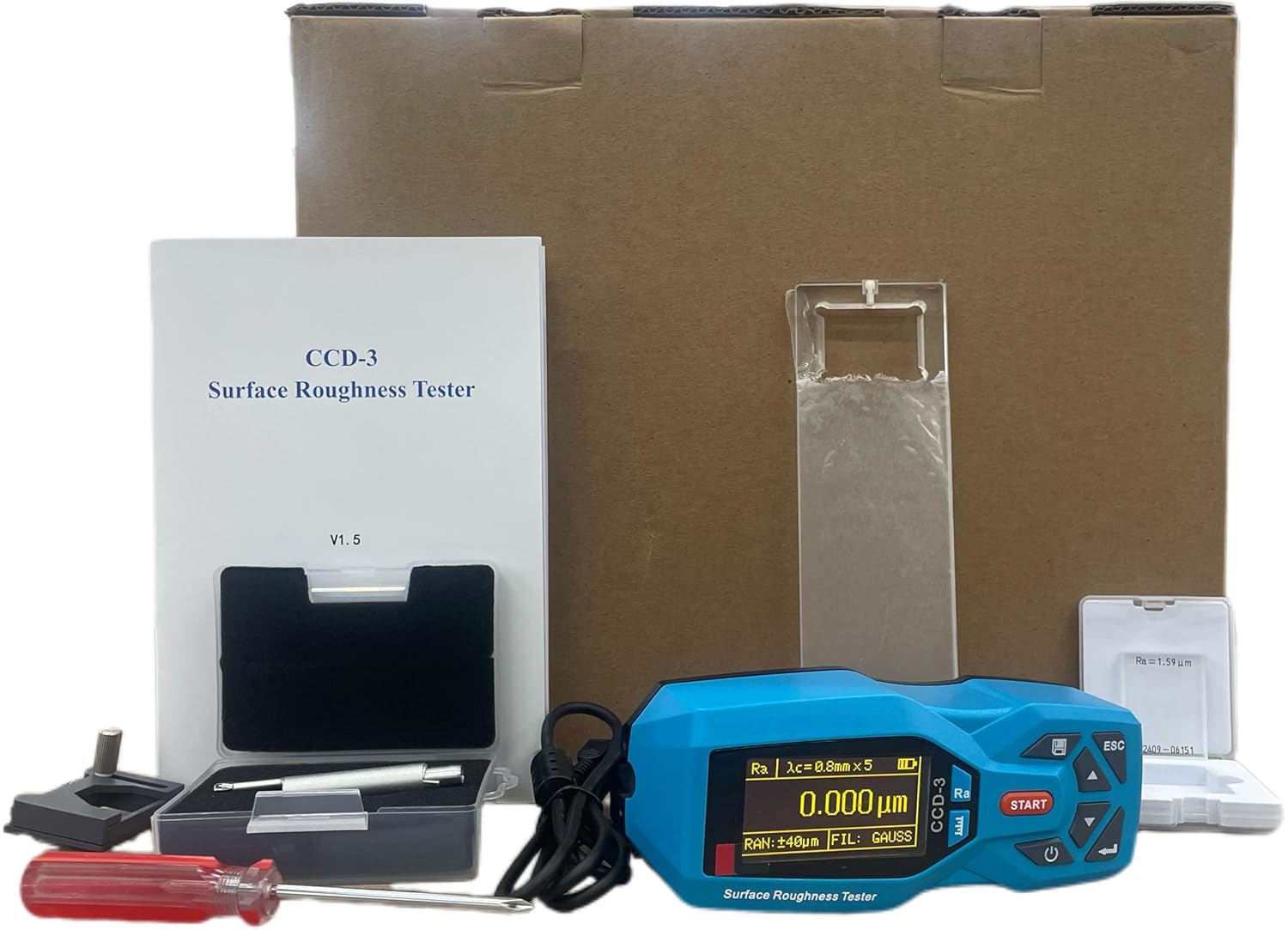 160.00um Surface Roughness Tester Professional Profilometer Measurement Instrument with 20 Parameters Range Ra Rz Real-time Clock Settings Display USB Interface 100 Groups Mass Storage