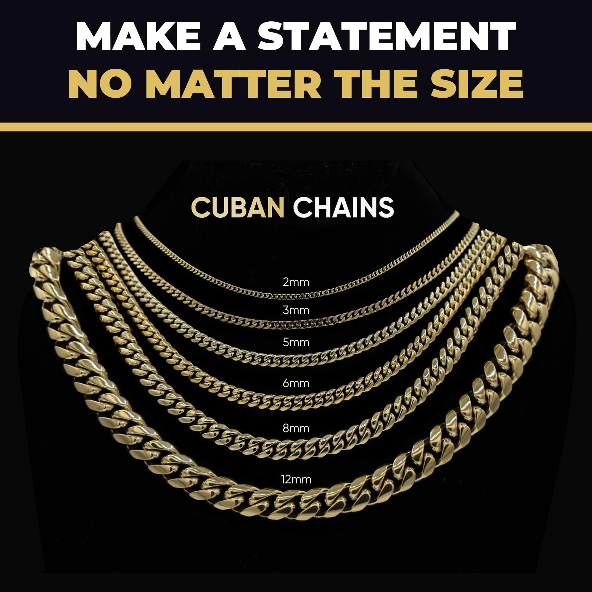 GLD Cuban Link Chain for Men and Women - Gold-Plated Micro Cuban Chain with Premium Storage Travel Pouch - Snatch-Proof Clasp, Sweat-Proof and Fade-Resistant - Lifetime Quality, Designed in Miami: 22 Inch 6MM Yellow Gold