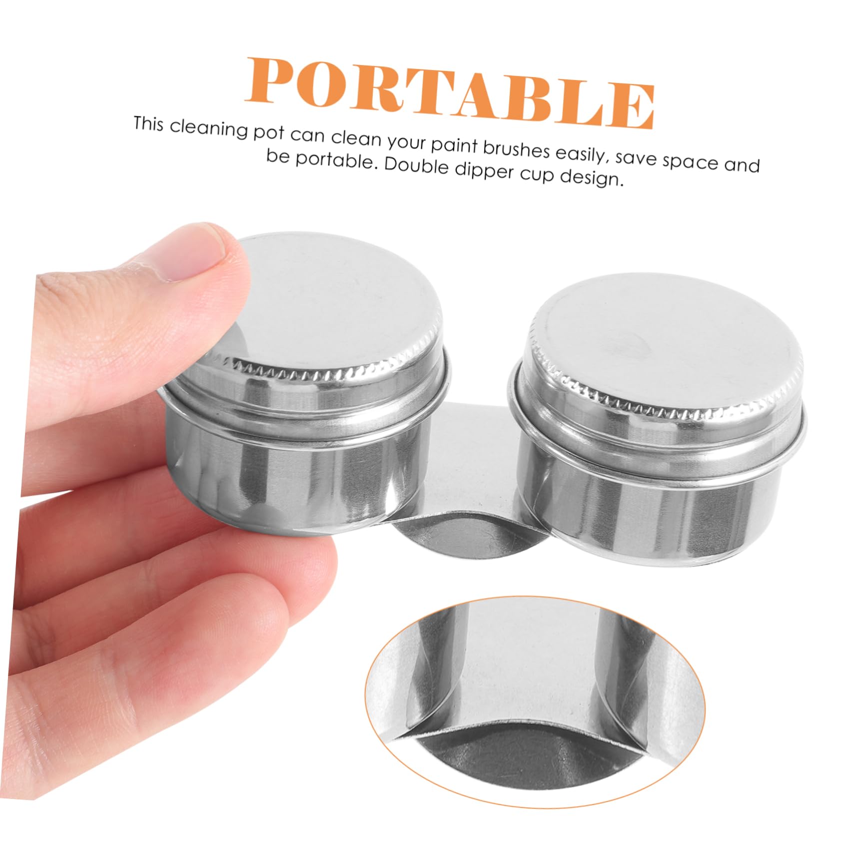 VILLCASE 3 Pz pennellessa spazzolatrice lavartice penelli coprifilo ermetico Polacco Perdere Sbarra Tazza per tavolozza Olio in Acciaio Inossidabile Tazze per tavolozze Professionali Silver
