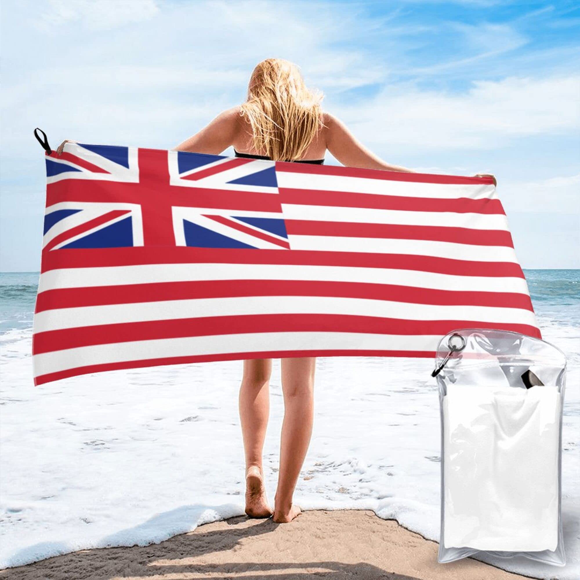 Lsjuee Flag of Hawaii Microfiber Beach Towel-Quick Dry Oversized Towels Blanket for Travel Pool Camping