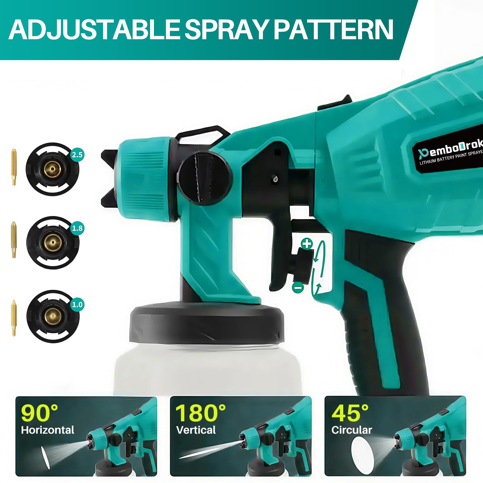 Kit de pulverizador de pintura inalámbrico HVLP de mano con batería de