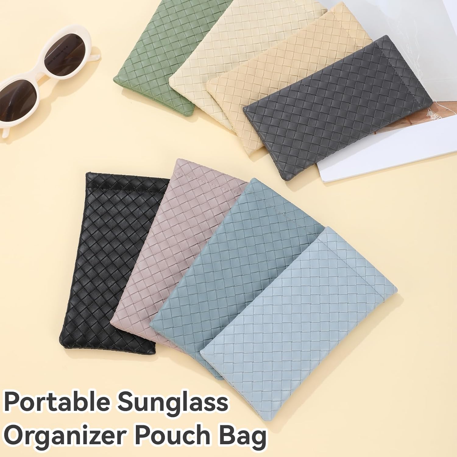 2 PCS Pu Sunglass Organizer Pouch - Soft Squeeze Top Glasses Case Multipurpose Travel Eyeglass Case Bag - Image 7