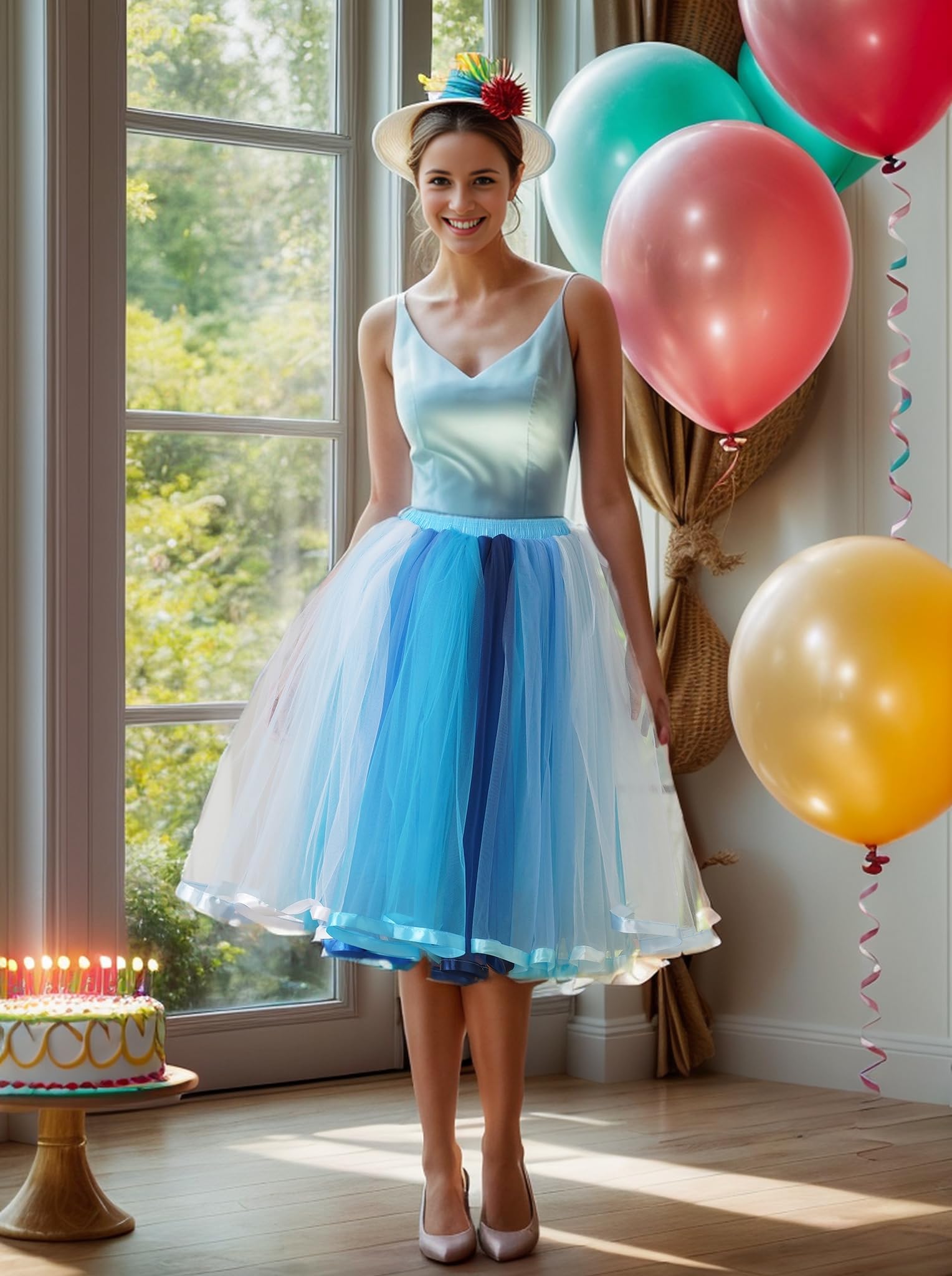 BABYONLINE D.R.E.S.S.® Jupe courte rétro pour femme - Taille haute - Tutu - Jupe en tulle - Jupon - Jupon - Tutu - Tutu - Crinoline - Mini jupe crinoline - Robe en tulle