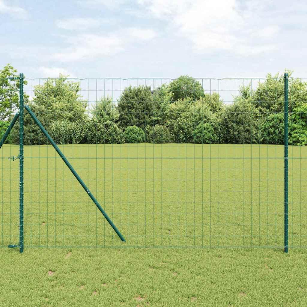 Ogrodzenie euro, zielone 1,6 x 10 m, żelazo powlekane PCW, wytrzymałe ogrodzenie zewnętrzne do ogrodu, na podwórko, trwałe panele ogrodzeniowe, odporne na warunki atmosferyczne, możliwość rozszerzenia