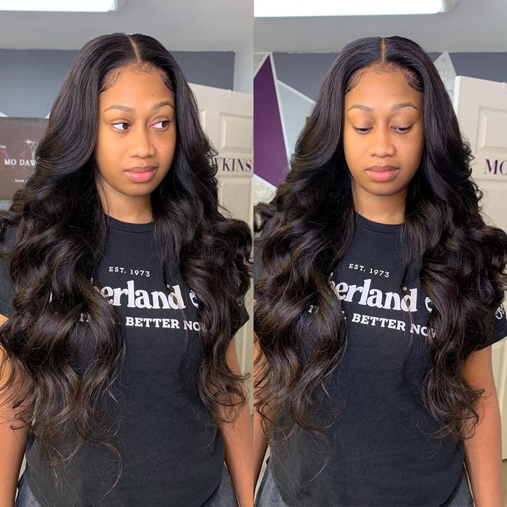 Aopusi Closure with 4 Bundles (18 20 22 24+16 Inch,Free Part) Brazilian Body Wave Bundles with Closure 100% Body Wave Virgin Remy Hair Weft Human Hair