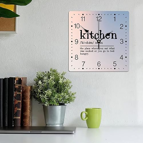 Miniatura 90 de Definición de recursos humanos Reloj de PVC con refranes inspiradores, números cuadrados, tipografía, impresión de poste de 12 pulgadas, silencioso