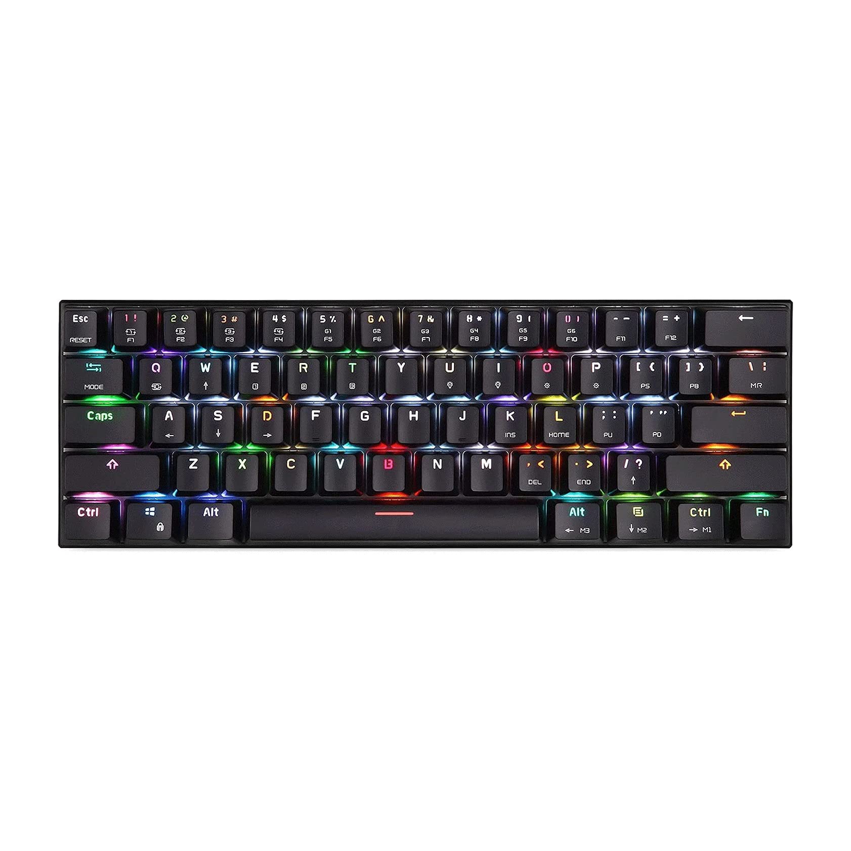Tastiera Meccanica, modalità Doppia cablata e Wireless e Wireless Bluetooth, Tastiera da Gioco RGB. Tastiera cablata Arcobaleno retroilluminato per Windows Gaming PC, 61. Chiavi