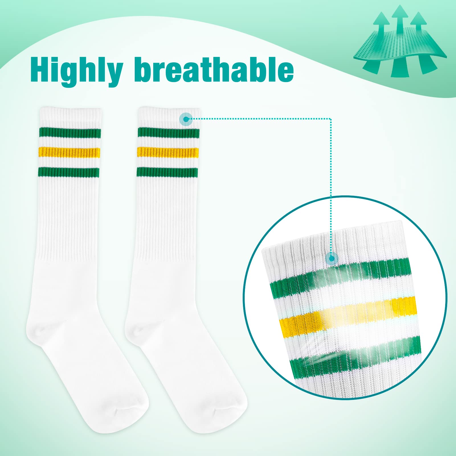 ONUPGO Set di 5 fasce per il sudore e calze sportive a righe con fascia e polsini per il sudore a righe per uomo donna sport e feste anni '80 (strisce ONUPGO Set di 5 fasce per il sudore e calze sportive a righe con fascia e polsini per il sudore a righe per uomo donna sport e feste anni '80 (strisce