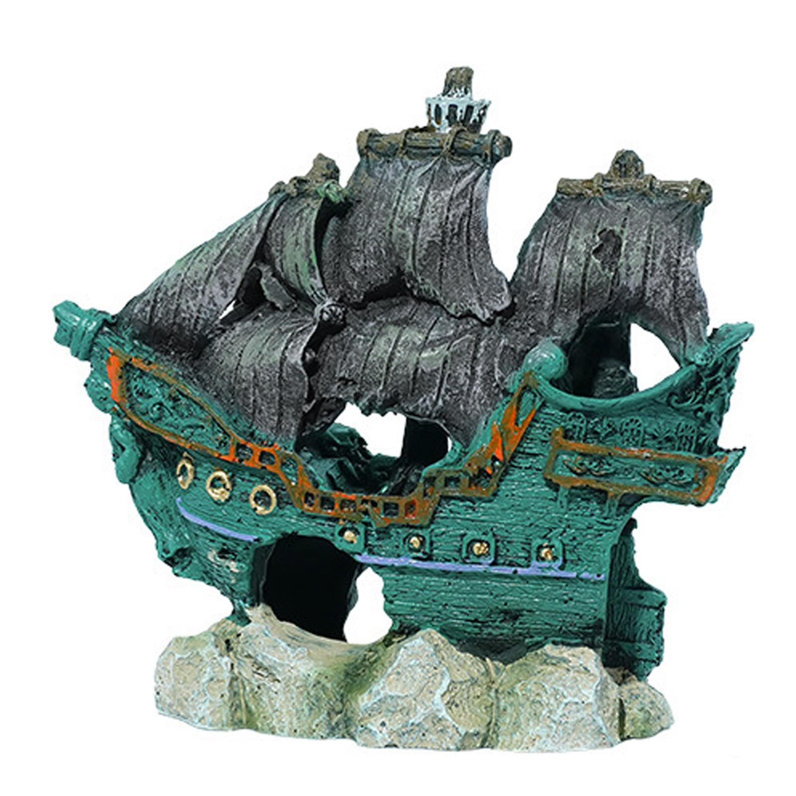 Limtula Resin Wrecked Ship Terrariums Decoration Fishtanks Landscape Aquariums Decorative Ship Desktop Ornament Resin Aquariums Landscape Figurine