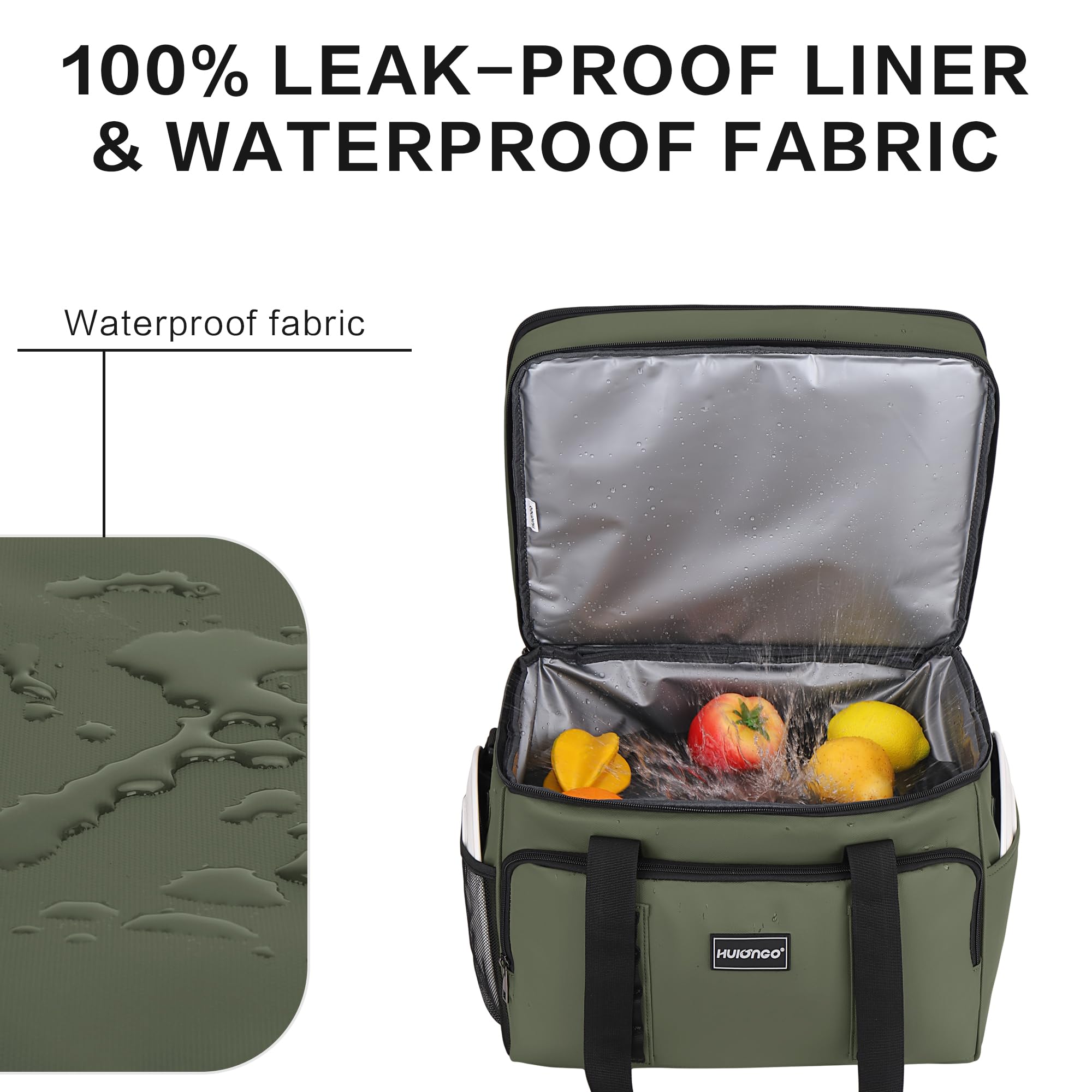 FJAUOQ Borsa termica per il pranzo, con foglie verdi hawaiane, riutilizzabile, borsa termica portatile a tenuta stagna, borsa termica con tasca frontale, per viaggi, picnic, lavoro, escursionismo