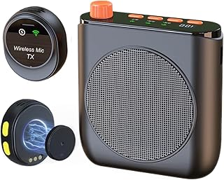 Wireless Voice Amplifier with Wireless Lavalier Microphone,Portable Speaker Megaphone with Dual Lavalier Lapel Clip Bluetooth Microphone for Teacher Streaming Class Speech Meeting Yoga Guides
