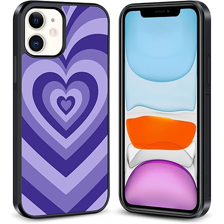OOK Hard Case for iPhone 11 All Round Shock Absorption Protection Cover with Purple Heart Design Tire Tread Anti-Skid Wireless Charging iPhone 11 Case for Girls Women