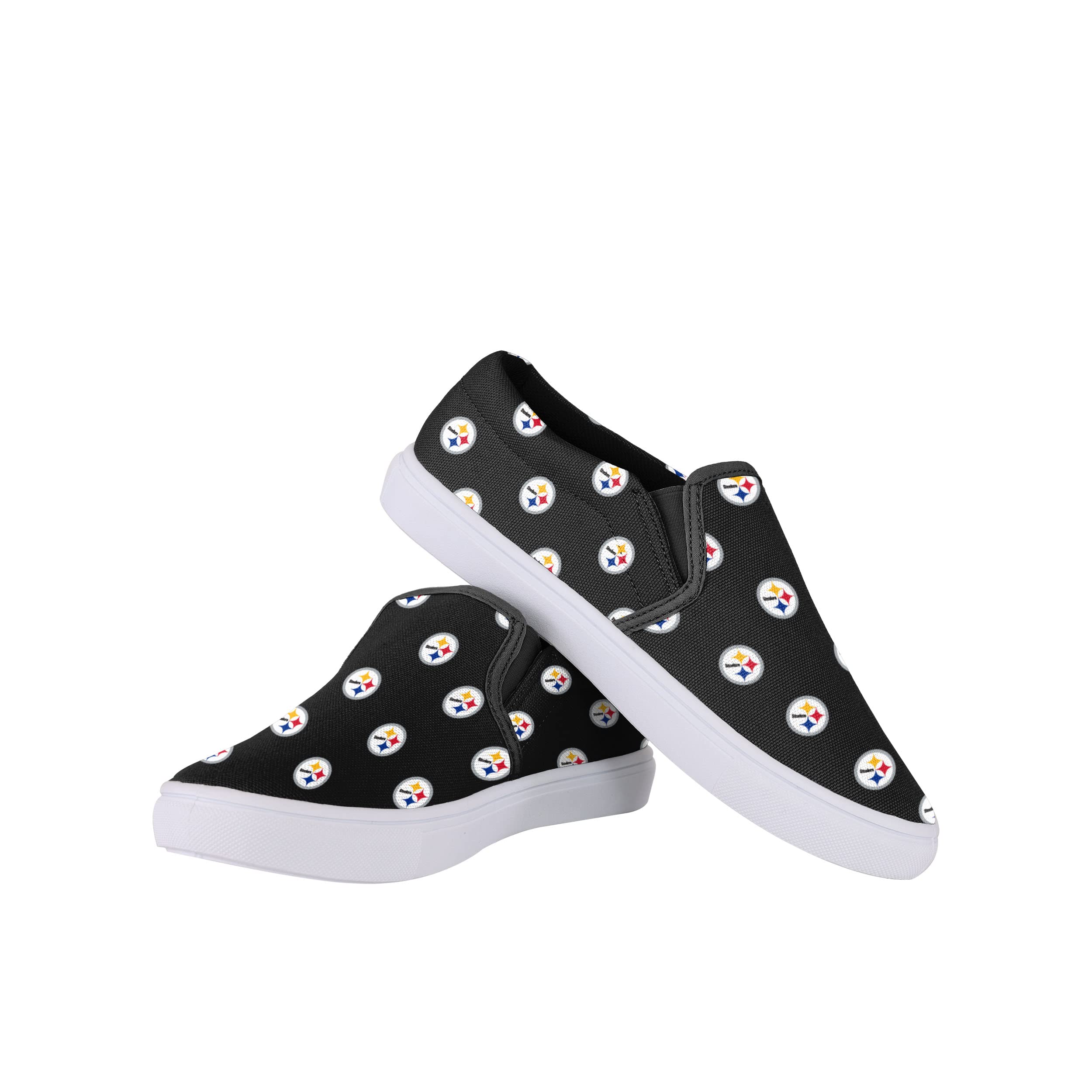 FOCO Pittsburgh Steelers NFL Womens Repeat Logo Slip On Canvas Shoe