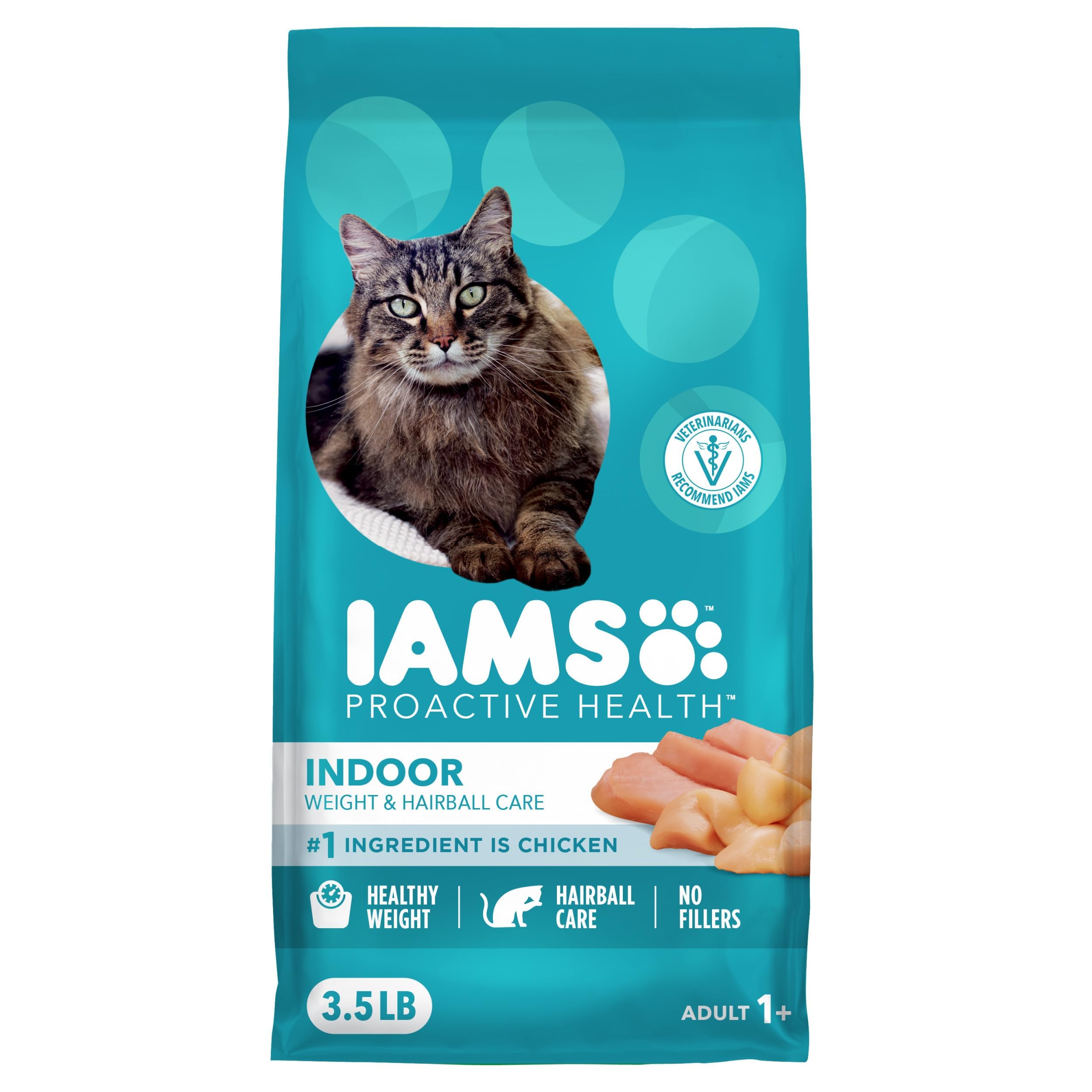 Iams Proactive Health Indoor Trockenfutter für ausgewachsene Katzen, zur Gewicht- und Haarballkontrolle