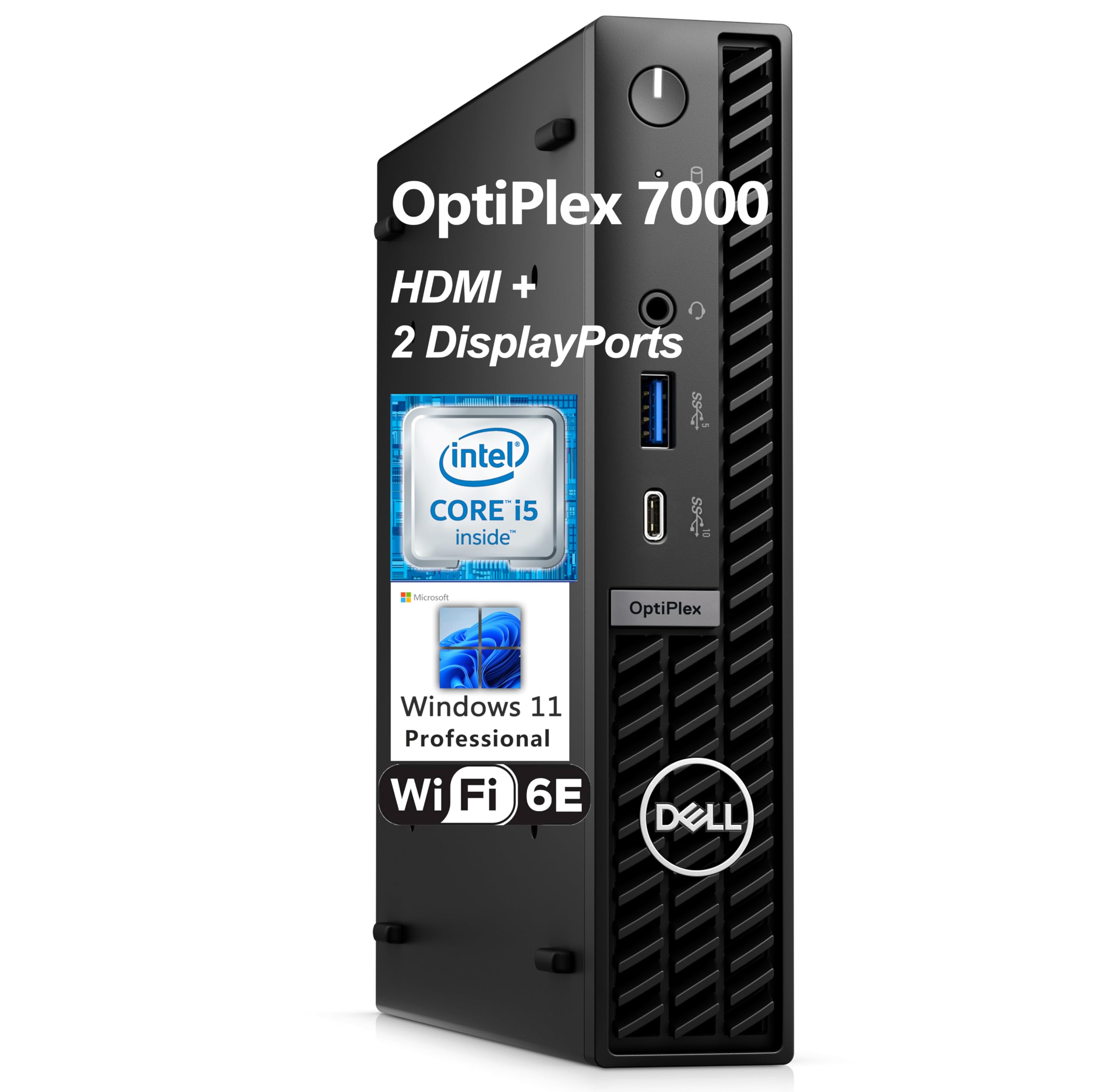 Dell OptiPlex 7000 Mini Desktop Computers, Pro Micro Desktop Business PC, Intel 6-Core i5-12400T, 16GB DDR4 RAM, 1TB PCIe SSD, WiFi 6E, HDMI, 2