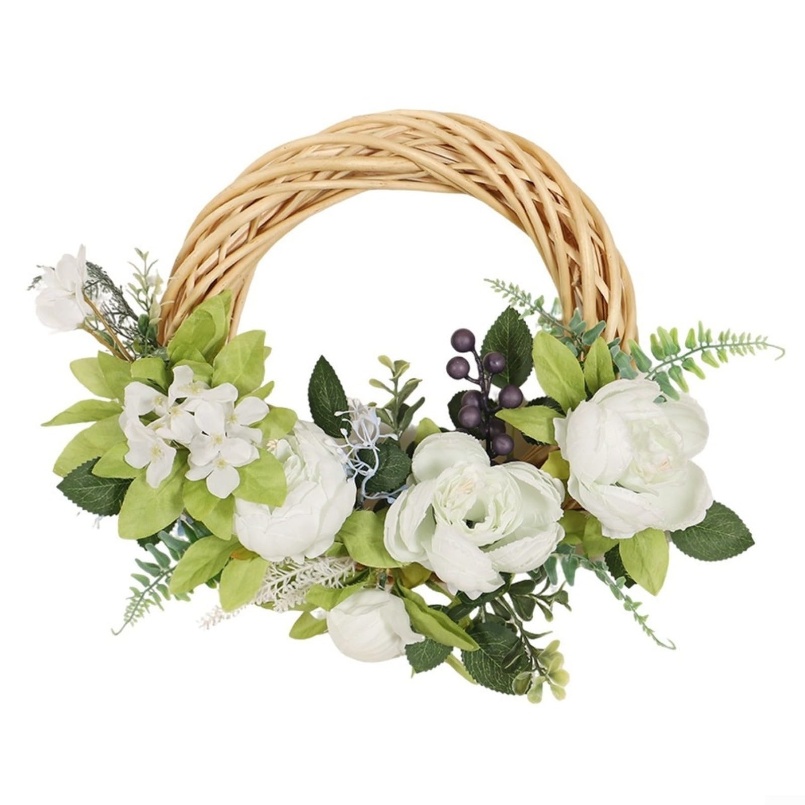 Couronne de pivoines artificielles 45cm sans entretien pour décoration murale durable