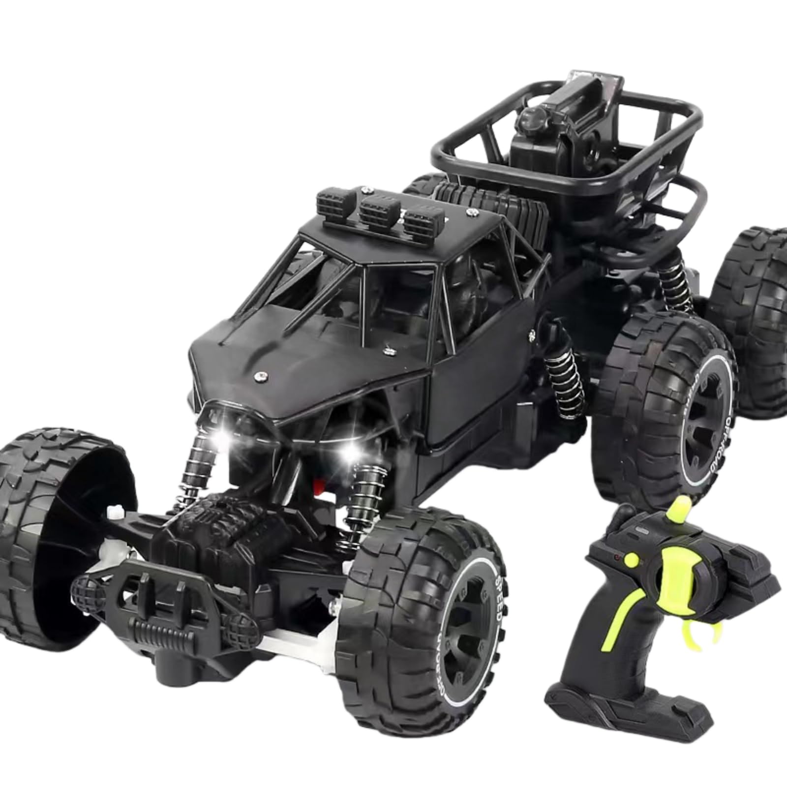Six-wheel alloy rock climbing remote control car, four-wheel drive high-speed off-road remote control truck, equipped with dual magnetic motors, sensitive steering, and anti-slip tires. (black)