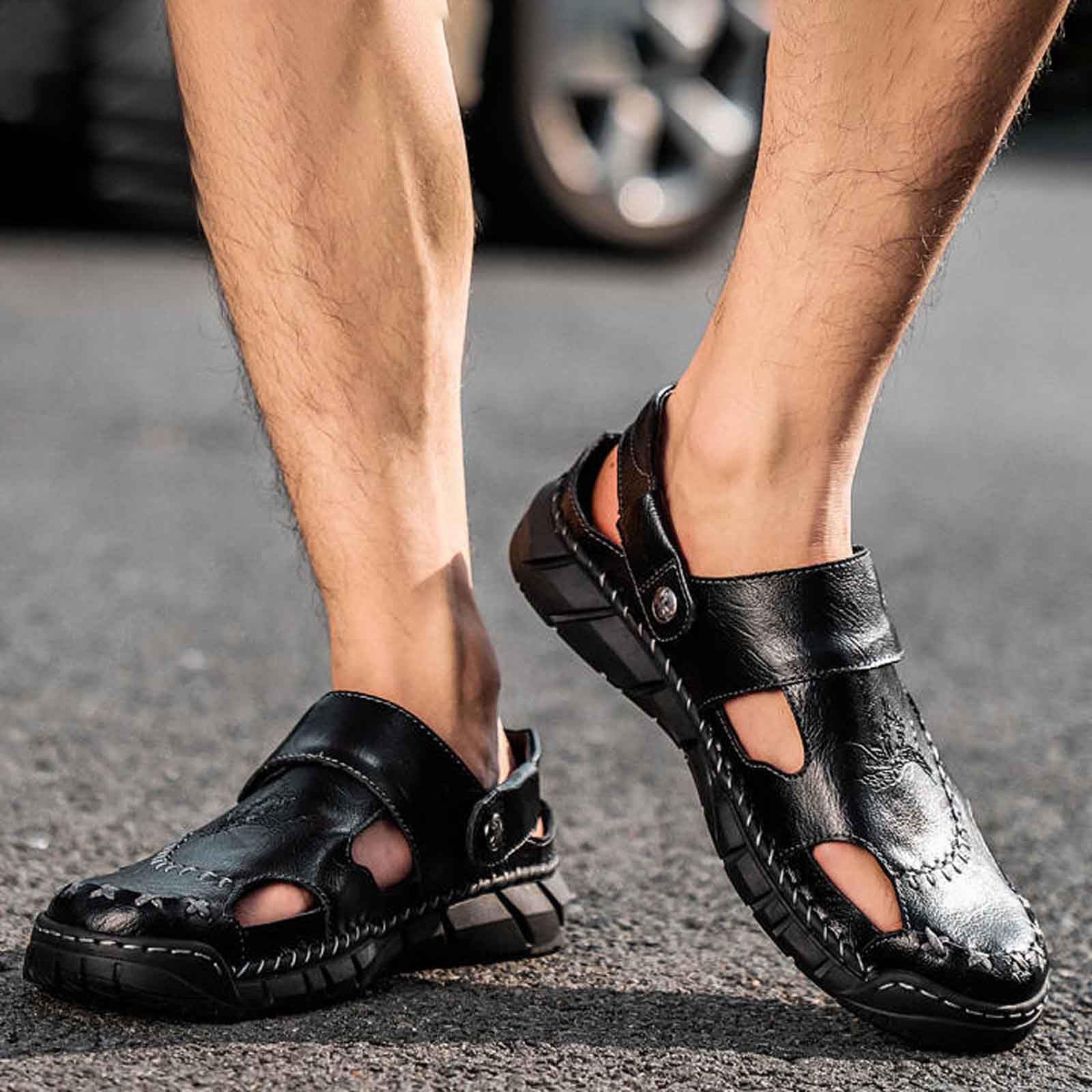 Genérico Sandalias Hombre Cerradas,Sandalias Transpirables Sin Cordones Para Hombre Para Caminar De Forma Informal En La Playa CóModas Ligeras Y Planas Calzado De Verano Para Exteriores