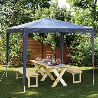 Party Tent Blue Polyethylene, Iron Frame, Large 98.4x98.4x94.5 inch Outdoor Canopy for Backyard Events, UV & Water Resistant Portable Gazebo for Beach, Camping
