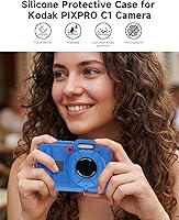 Vista 7 de Funda protectora de silicona para cámara digital Pixpro wpz2 con tapa extraíble para lente, protector de pantalla y cordón - (azul profundo)