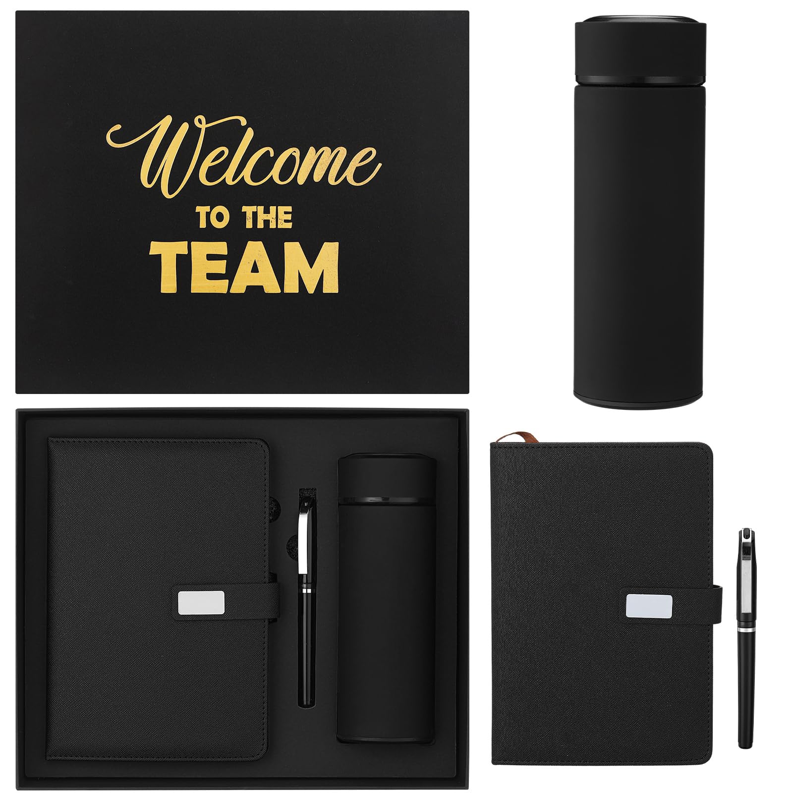 Thenshop New Employee Welcome to the Team Gift Sets Notebook Pen and Tumbler Welcome to the Team Box Employee Appreciation Gift Sets for New Worker Office(Black)