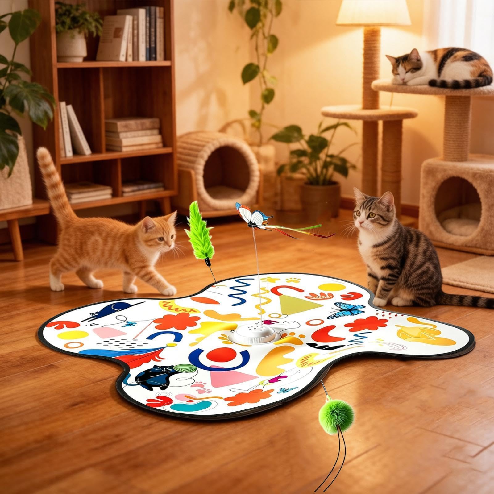 Giocattoli Interattivi Da Interno Per Gatti Interattivo a 3 Velocità | Giocattoli Per Da Interno Addestramento Mentale Antinoia e Graffiare, Adatto in Casa Esterno Soggiorn